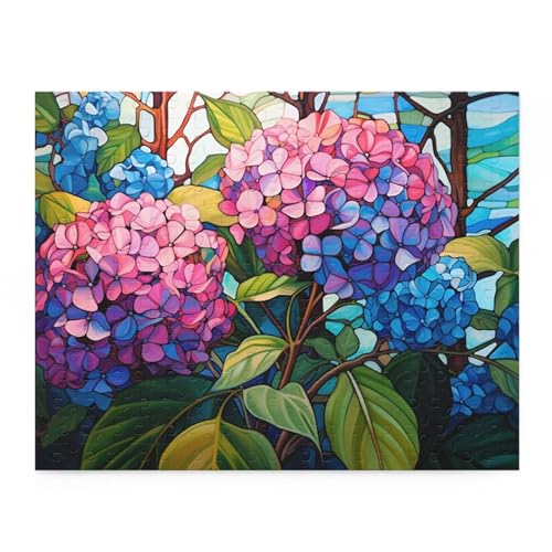 Puzzle 500 Teile, Rosa Hortensie Puzzle für Erwachsene 52 x 38 cm Herausforderndes Rätsel Puzzlespiele für Die Ganze Familie Geschenke für Frauen Männer Puzzles 500 von Jiian