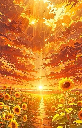 Puzzle 500 Teile, Sonnenaufgang Sonnenblumen Puzzle für Erwachsene 52 x 38 cm Herausforderndes Rätsel Puzzlespiele für Die Ganze Familie Geschenke für Frauen Männer Puzzles 500 von Jiian