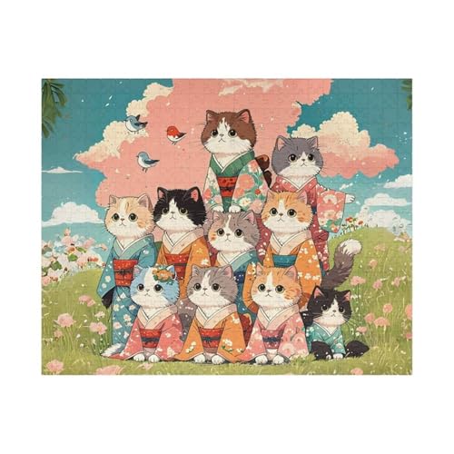 Puzzle 500 Teile, Süßes Katzentier Puzzle für Erwachsene 52 x 38 cm Herausforderndes Rätsel Puzzlespiele für Die Ganze Familie Geschenke für Frauen Männer Puzzles 500 von Jiian