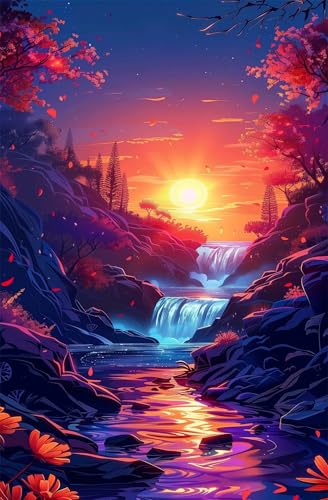 Puzzle 500 Teile Erwachsene Sonnenuntergangsfluss 52 x 38 cm, Pädagogisches Spiel, Kreative Unterhaltung, Spaß, Klassisches Puzzle für Erwachsene Puzzle 500 von Jiian