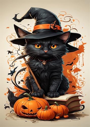Puzzle 500 Teile Erwachsene Tier Katze Kürbis 52 x 38 cm, Pädagogisches Spiel, Kreative Unterhaltung, Spaß, Klassisches Puzzle für Erwachsene Puzzle 500 von Jiian
