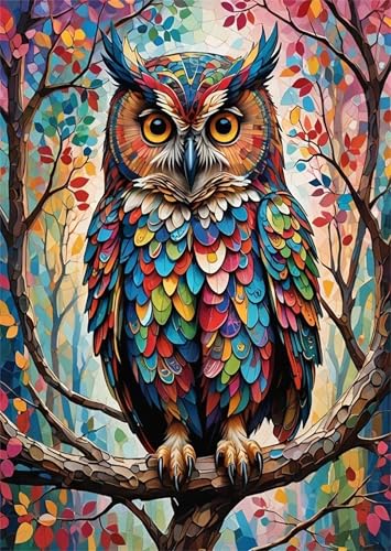 Puzzle 70 Teile für Erwachsene Bunte Eule Impossible Game Pädagogisches Spiel Herausforderndes Rätsel 70 Teile Puzzles 20 x 15 cm von Jiian