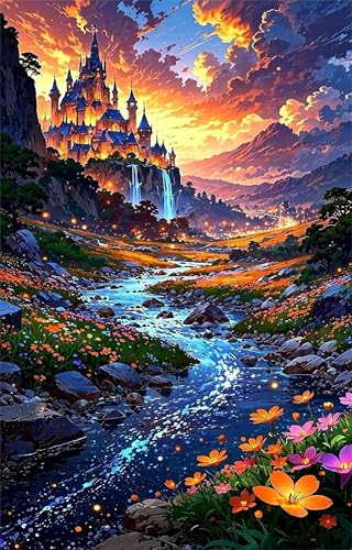 Puzzle 70 Teile für Erwachsene Schlossfluss Impossible Game Pädagogisches Spiel Herausforderndes Rätsel 70 Teile Puzzles 20 x 15 cm von Jiian