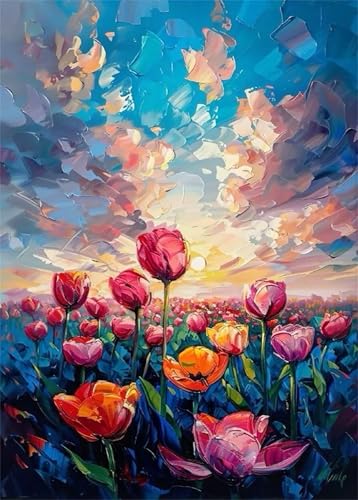 Puzzle 700 Teile, Aquarell Tulpen Puzzle für Erwachsene 52 x 38 cm Herausforderndes Rätsel Puzzlespiele für Die Ganze Familie Geschenke für Frauen Männer Puzzles 700 von Jiian
