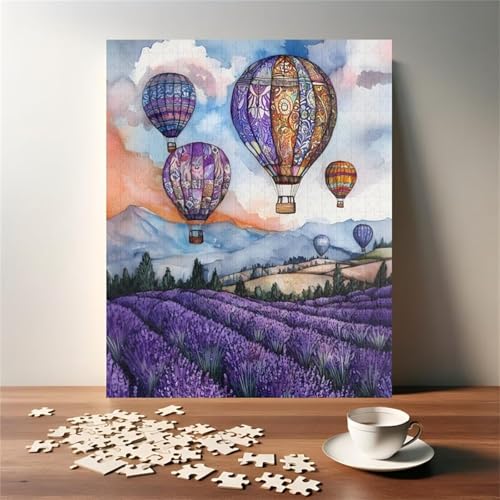 Puzzle 700 Teile, Lavendel Heißluftballon Puzzle für Erwachsene 52 x 38 cm Herausforderndes Rätsel Puzzlespiele für Die Ganze Familie Geschenke für Frauen Männer Puzzles 700 von Jiian