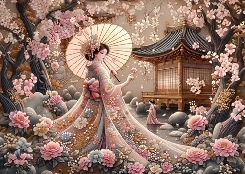 Puzzle 700 Teile, Rosa Blumenmädchen Puzzle für Erwachsene 52 x 38 cm Herausforderndes Rätsel Puzzlespiele für Die Ganze Familie Geschenke für Frauen Männer Puzzles 700 von Jiian