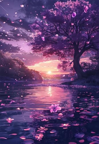 Puzzle 700 Teile Erwachsene Lila Blumenbaum 52 x 38 cm, Pädagogisches Spiel, Kreative Unterhaltung, Spaß, Klassisches Puzzle für Erwachsene Puzzle 700 von Jiian