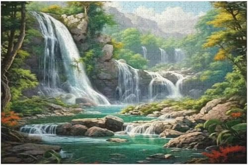 Puzzle 700 Teile Erwachsene Wasserfall Landschaft 52 x 38 cm, Pädagogisches Spiel, Kreative Unterhaltung, Spaß, Klassisches Puzzle für Erwachsene Puzzle 700 von Jiian