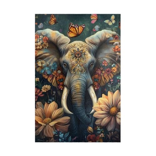 Puzzles für Erwachsene 1000 Teile Blumenelefant 75 x 50 cm Puzzle Erwachsene Klassische Puzzles Pädagogisches Spiel Impossible Herausforderung 1000 Teile Puzzle von Jiian