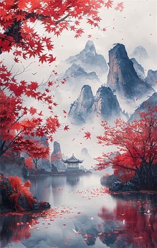 Puzzles für Erwachsene 120 Teile Ahornblätter Tuschemalerei 25 x 20 cm Puzzle Erwachsene Klassische Puzzles Pädagogisches Spiel Impossible Herausforderung 120 Teile Puzzle von Jiian