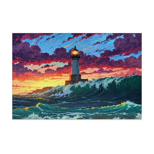 Puzzles für Erwachsene 120 Teile Leuchtturmwelle 25 x 20 cm Puzzle Erwachsene Klassische Puzzles Pädagogisches Spiel Impossible Herausforderung 120 Teile Puzzle von Jiian