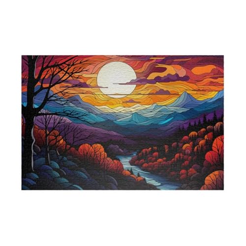 Puzzles für Erwachsene 120 Teile Mond Berg Bäume 25 x 20 cm Puzzle Erwachsene Klassische Puzzles Pädagogisches Spiel Impossible Herausforderung 120 Teile Puzzle von Jiian