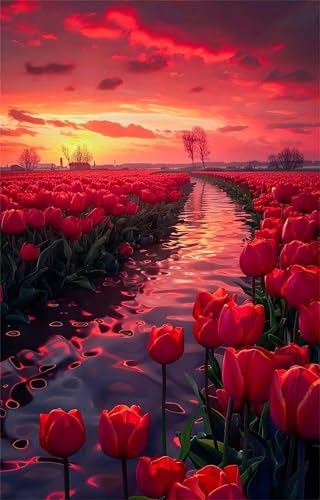 Puzzles für Erwachsene 120 Teile Rote Tulpen Blumen 25 x 20 cm Puzzle Erwachsene Klassische Puzzles Pädagogisches Spiel Impossible Herausforderung 120 Teile Puzzle von Jiian