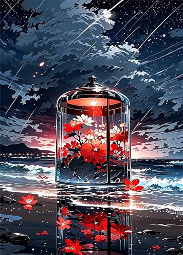 Puzzles für Erwachsene 120 Teile Wellen Rote Blumen 25 x 20 cm Puzzle Erwachsene Klassische Puzzles Pädagogisches Spiel Impossible Herausforderung 120 Teile Puzzle von Jiian