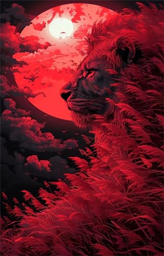 Puzzles für Erwachsene 1314 Teile Roter Mondlöwe 75 x 50 cm Puzzle Erwachsene Klassische Puzzles Pädagogisches Spiel Impossible Herausforderung 1314 Teile Puzzle von Jiian