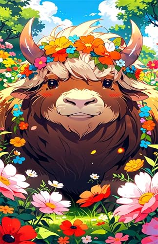 Puzzles für Erwachsene 200 Teile Tier Kuh Blumen 35 x 25 cm Puzzle Erwachsene Klassische Puzzles Pädagogisches Spiel Impossible Herausforderung 200 Teile Puzzle von Jiian