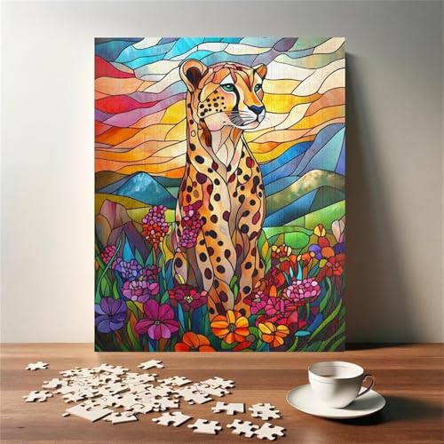 Puzzles für Erwachsene 520 Teile Blume Leopard Tier 52 x 38 cm Puzzle Erwachsene Klassische Puzzles Pädagogisches Spiel Impossible Herausforderung 520 Teile Puzzle von Jiian