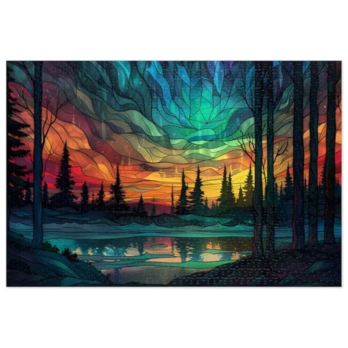Puzzles für Erwachsene 520 Teile Dschungelsee Sonnenuntergang 52 x 38 cm Puzzle Erwachsene Klassische Puzzles Pädagogisches Spiel Impossible Herausforderung 520 Teile Puzzle von Jiian