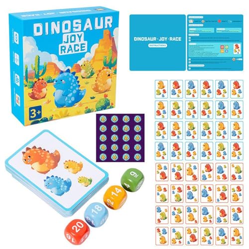 Jiimhte Animal Math Games, Dinosaurier Matching Card Game - Kinder Würfelspiel Mathe | Kinder unter Vergnügen farbenfrohe Würfel für Eltern-Kind-Interaktion von Jiimhte