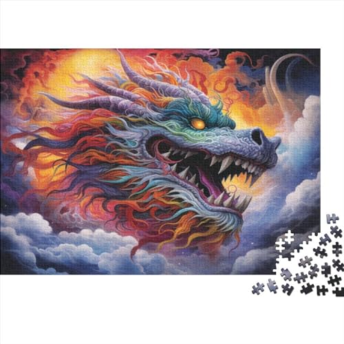 1000-teiliges Puzzle für Erwachsene, quadratisches Drachenpuzzle für Erwachsene und Kinder, Holzpuzzle, Lernspiel, 1000 Teile (75 x 50 cm) von Jiklophg