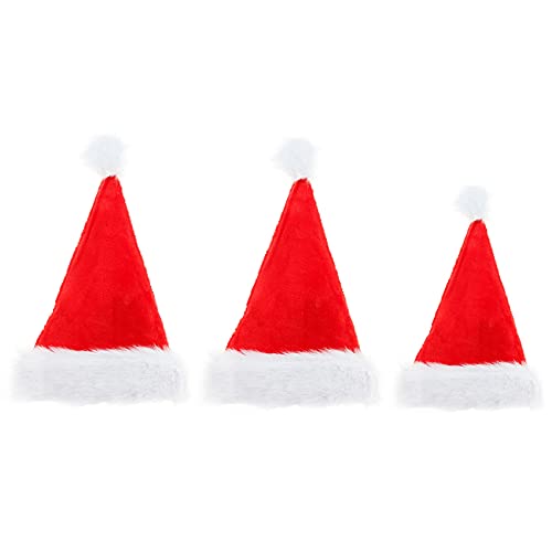 Jiklophg 3 STÜCKE Dekoration Hut PlüSch Rot und Weiß Weihnachtsmann Hut Plus Verdickter GroßE Ball HüTte von Jiklophg