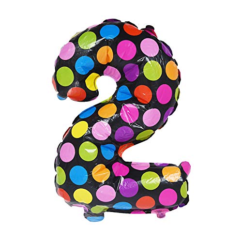Jiklophg Folienballon mit Cartoon-Punkt-Zahlen, für Geburtstagsparty, Dekoration, Kinderspielzeugballons (Zahl 2), 40,6 cm von Jiklophg