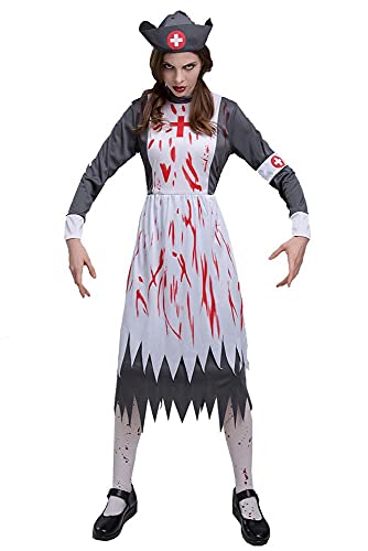 Jilibaba Frauen Halloween Kostüme Blutige Zombie Krankenschwester Rock Verkleidung Kleidung Cosplay Party von Jilibaba