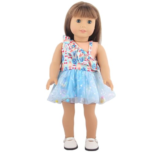 Jilibaba Puppenkleidung, Osterhasen-Ei-Druck, Kleid, lässige Outfits, Kostüm-Zubehör für 46 cm amerikanische Mädchenpuppen (1 Stück) - #4 von Jilibaba