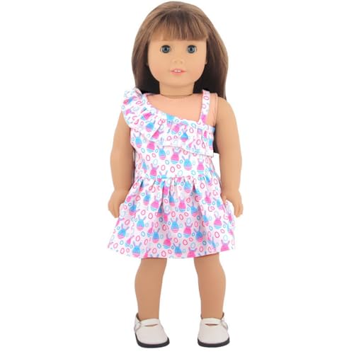 Jilibaba Puppenkleidung, Osterhasen-Ei-Druck, Kleid, lässige Outfits, Kostüm-Zubehör für 46 cm amerikanische Mädchenpuppen (1 Stück) - #5 von Jilibaba