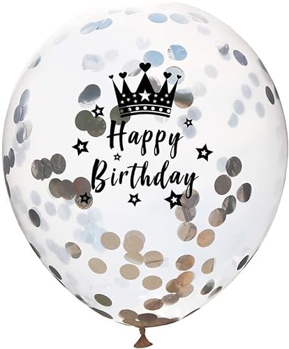 Jilibaba Transparente Luftballons Geburtstag Zahl Luftballons Krone Party Geburtstag Dekorationen 12 Zoll 10 Stück - Happy Birthday von Jilibaba
