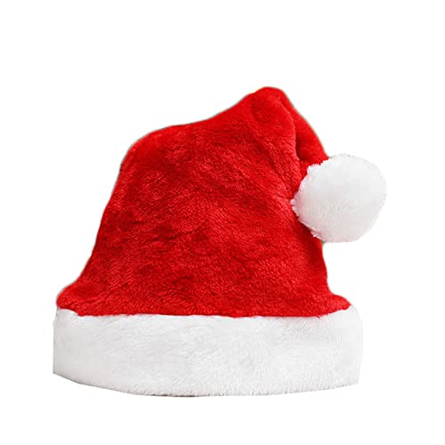 Jilibaba Weihnachtsmütze Nikolausmütze Plüsch Beanie Xmas Hat für Heiligabend Neujahr Festliche Party Urlaub Supplies Erwachsene Unisex Rot von Jilibaba