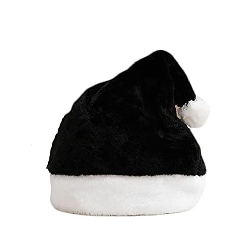Jilibaba Weihnachtsmütze Nikolausmütze Plüsch Beanie Xmas Hat für Heiligabend Neujahr Festliche Party Urlaub Supplies Erwachsene Unisex Schwarz von Jilibaba