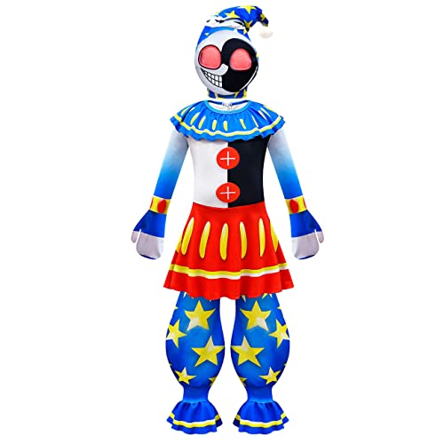 FNAF Nightmare Bonnie Cosplay Kostüm, Security Breach Jumpsuit Five Night Game Sundrop Moondrop Clowns Halloween Outfit mit Maske für Kinder von Jilijia