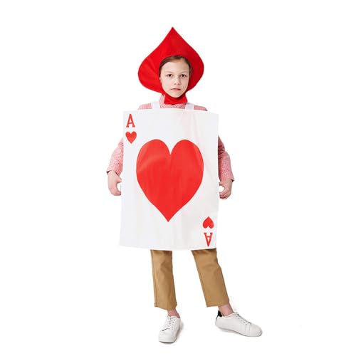 Jilijia Ace of Hearts Kartenkostüme Pokerkönig Königin & Pokerwache Cosplay Kostüm mit Hut Familienspiele Party Kostüme Halloween Kostüme von Jilijia