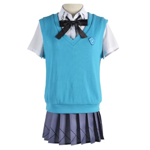 Jilijia Anime Miku Cosplay Kostüm Kleid Blau Pullover Uniform Outfit Anzug Full Set Anime Schule Mädchen Uniform von Jilijia