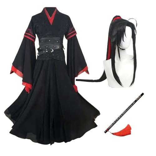 Jilijia Anime Mo Dao Zu Shi Cosplay Kostüm Wei Wuxian Cosplay Kostüm Wei Ying Kostüm Alte Chinesische Hanfu Flöte Anime MDZS Cosplay Requisiten Halloween Outfit von Jilijia