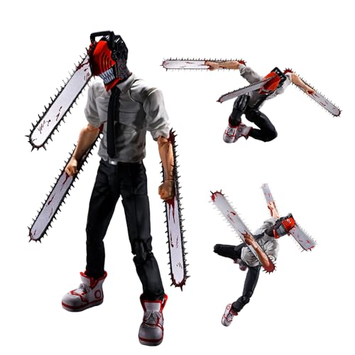 Jilijia Denji Figur Anime Action Figur Bewegliche Gelenke Charakter Modell mit Austauschbaren Accessoires Kampfhaltung Denji Statue Sammlerornamente 15 cm von Jilijia