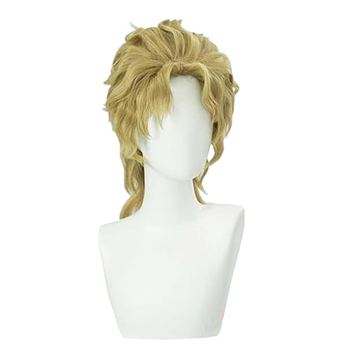 Jilijia Dio Brando Cosplay-Kostüm, Anime-Steinmaske, Cosplay, Uniform, Anzüge mit Perücke, komplettes Set, gelber Mantel, Hose, Outfits für Halloween, Kanivalparty von Jilijia