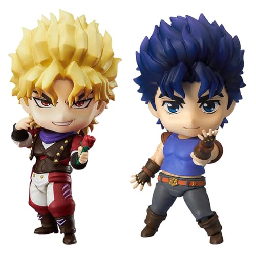 Jilijia Dio Brando & Jonathan Joestar Action Figure Q Version Clay Man Changeable Face Model Toy with Accessories PVC Anime Statue Collection Desktop Ornaments 10cm von Jilijia