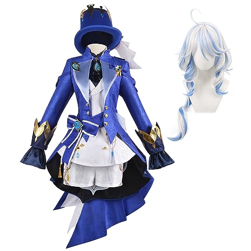 Jilijia Focalors Cosplay Costume Full Set wtih Wig Halloween Outfit Lolita Fairy Dress Anime Game Role Play Fancy Dress Halloween Gifts von Jilijia