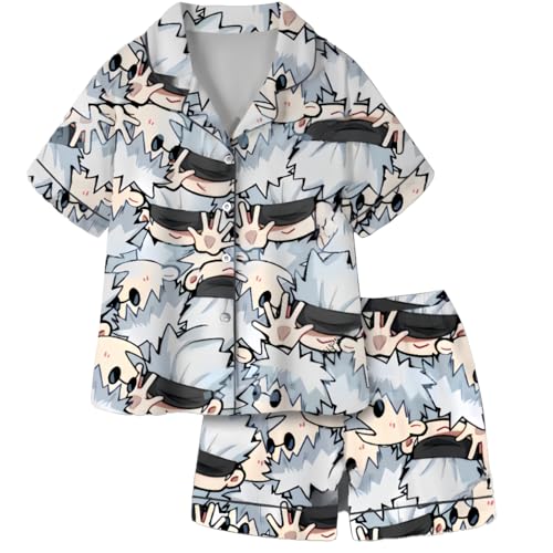 Jilijia Gojo Satoru Pyjama-Set mit T-Shirt und Shorts, Nanami, Kento/Geto Suguru, Cosplay-Kostüm, für Herren und Damen, Halloween, lässig, Loungewear, Outfit von Jilijia