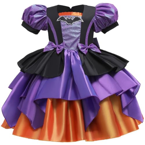 Jilijia Halloween Kürbis Fledermäuse Kleid Mädchen Kobold Niedliche Hexe Fee Outfit Prinzessin Puffy Rock Fancy Dress Tutu Prinzessin von Jilijia