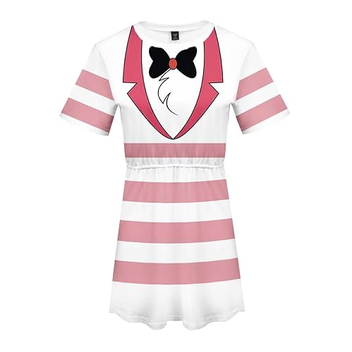 Jilijia Hazbin Hotel Cosplay Kostüm Angel Dust/Niffty/Blitzo/Charlie Morningstar Kurzarm T-Shirt Kleid Halloween Rolle Cosplay von Jilijia