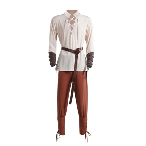 Jilijia Herren Mittelalter Piraten Kostüm Set Vintage Renaissance Halloween Piraten Verkleidung Outfit für Bühnenauftritte & Mottopartys von Jilijia