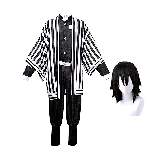 Jilijia Iguro Obanai/Kochou Shinobu Cosplay Kostüm Anime Kimetsu no Yaiba Kimono Robe Herren Damen Komplettes Set Halloween Party Outfits von Jilijia