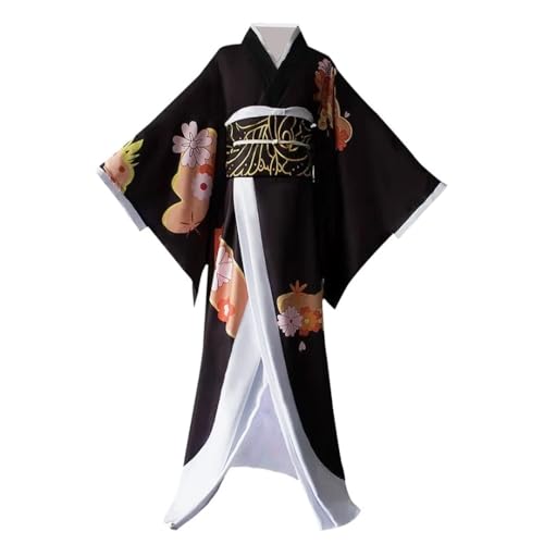 Jilijia Kibutsuji Muzan Cosplay Kostüm Japanischer Anime Kimono Schwarze Uniform Komplettes Set Halloween Karneval Party Spiel Verkleidung für Frauen von Jilijia