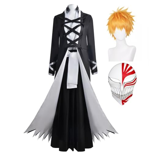 Jilijia Kurosaki Ichigo Cosplay Kostüm Anime Kimono Kostüme Full Set Halloween Karneval Party Schwarz Samurai Kleidung von Jilijia