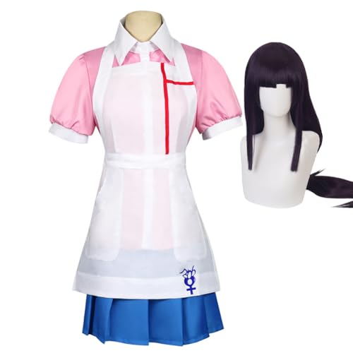 Jilijia Mikan Tsumiki Cosplay Kostüm Anime Game Cosplay Halloween Outfit Rosa Krankenschwester Uniform mit Perücke Rollenspiel Fancy Dress von Jilijia