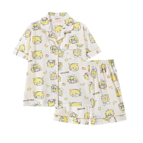 Jilijia Miku Pyjama-Set mit Shorts und T-Shirt, Kagamine Len, Cosplay-Pyjama, kurzärmelig, lässig, Hauskleidung, Nachtwäsche für Damen und Mädchen Jilijia Miku Pyjama-Set mit Shorts und T-Shirt, Kagamine Len, Cosplay-Pyjama, kurzärmelig, lässig, Hauskleidung, Nachtwäsche für Damen und Mädchen von Jilijia