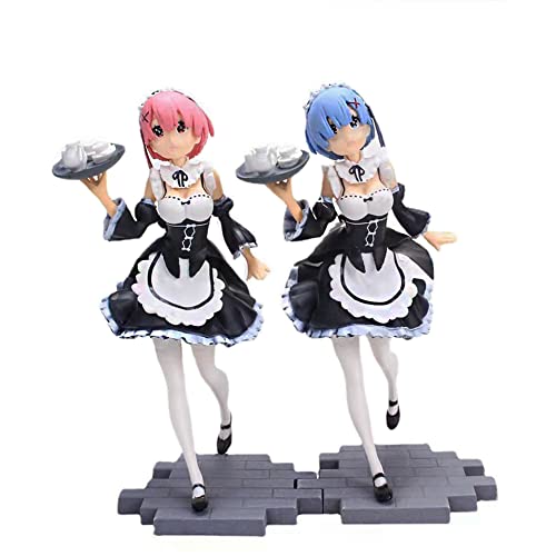 Jilijia Re:0 Anime Rem Remu Ram Ramu Figur PVC Action Girl Modell Statue Ornamente Dekoration Geschenke Magd Kostüm Puppe von Jilijia